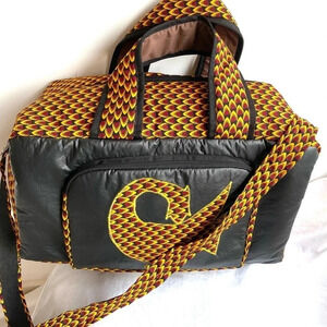 Handmade unisex Ankara print!& vinyl duffel weekend bag